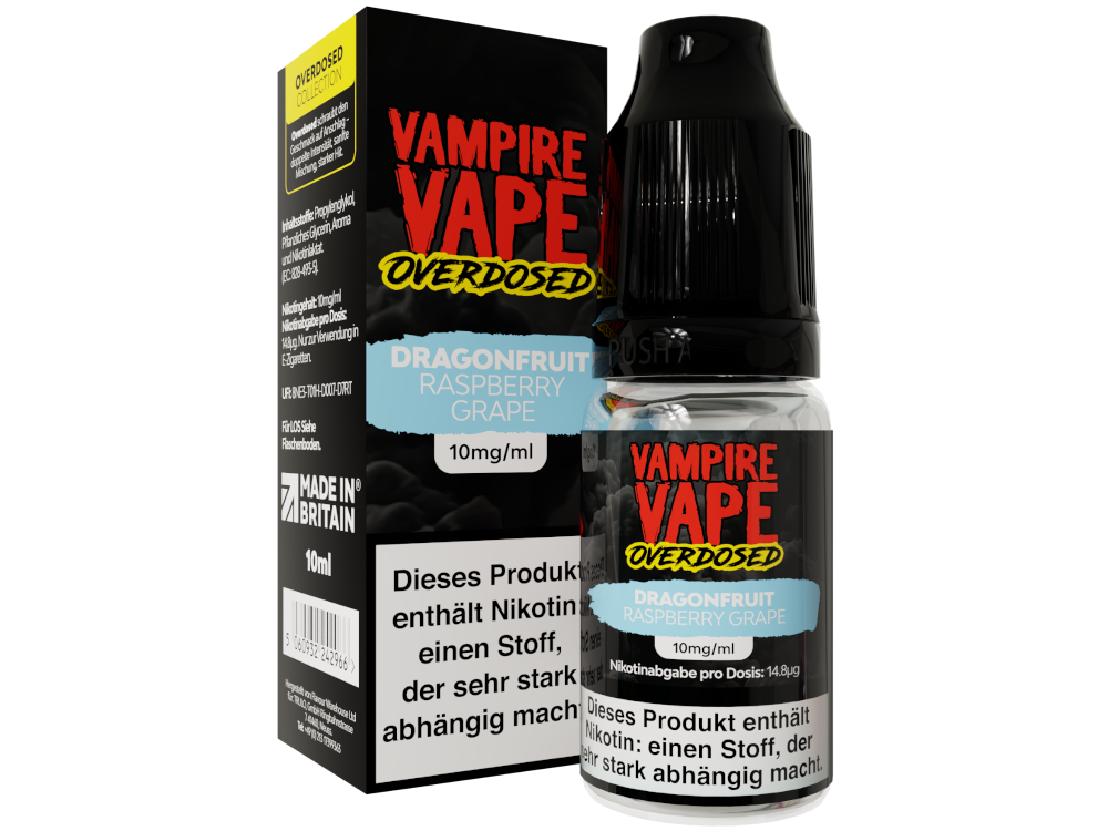 Vampire Vape - Overdosed - Nikotinsalz Liquid - Dragonfruit Raspberry Grape