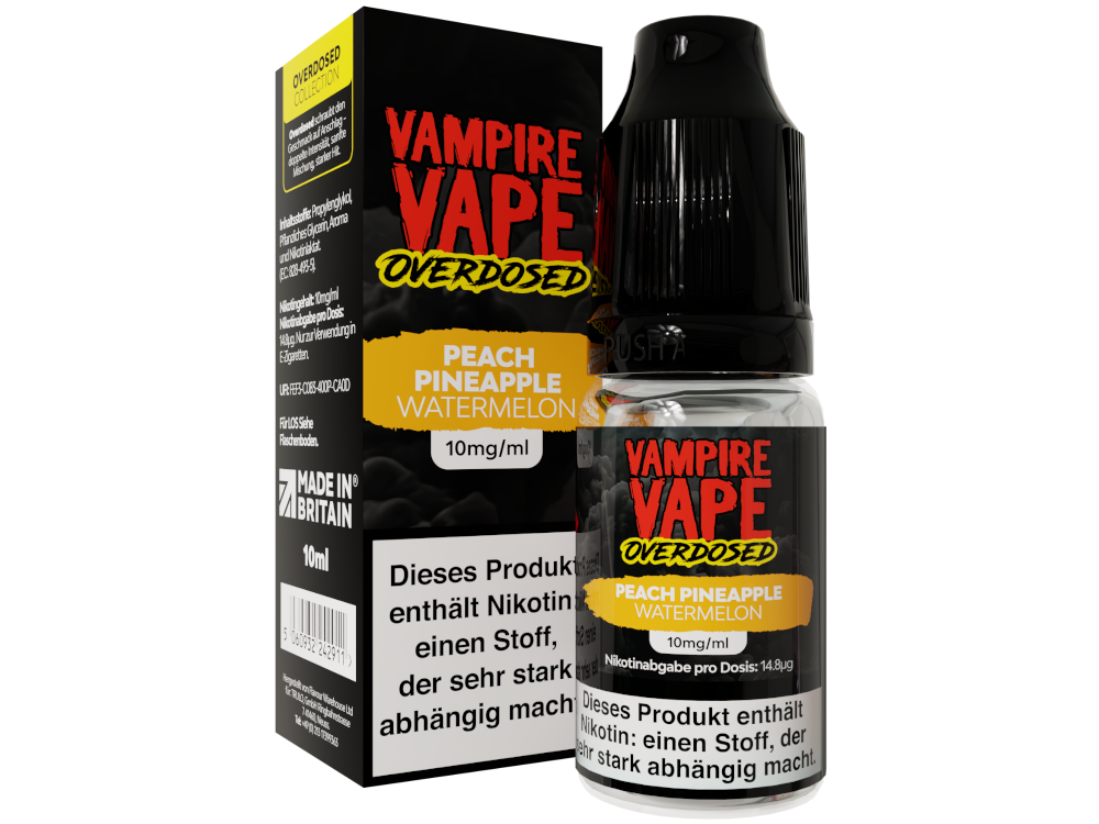 Vampire Vape - Overdosed - Nikotinsalz Liquid - Peach Pineapple Watermelon